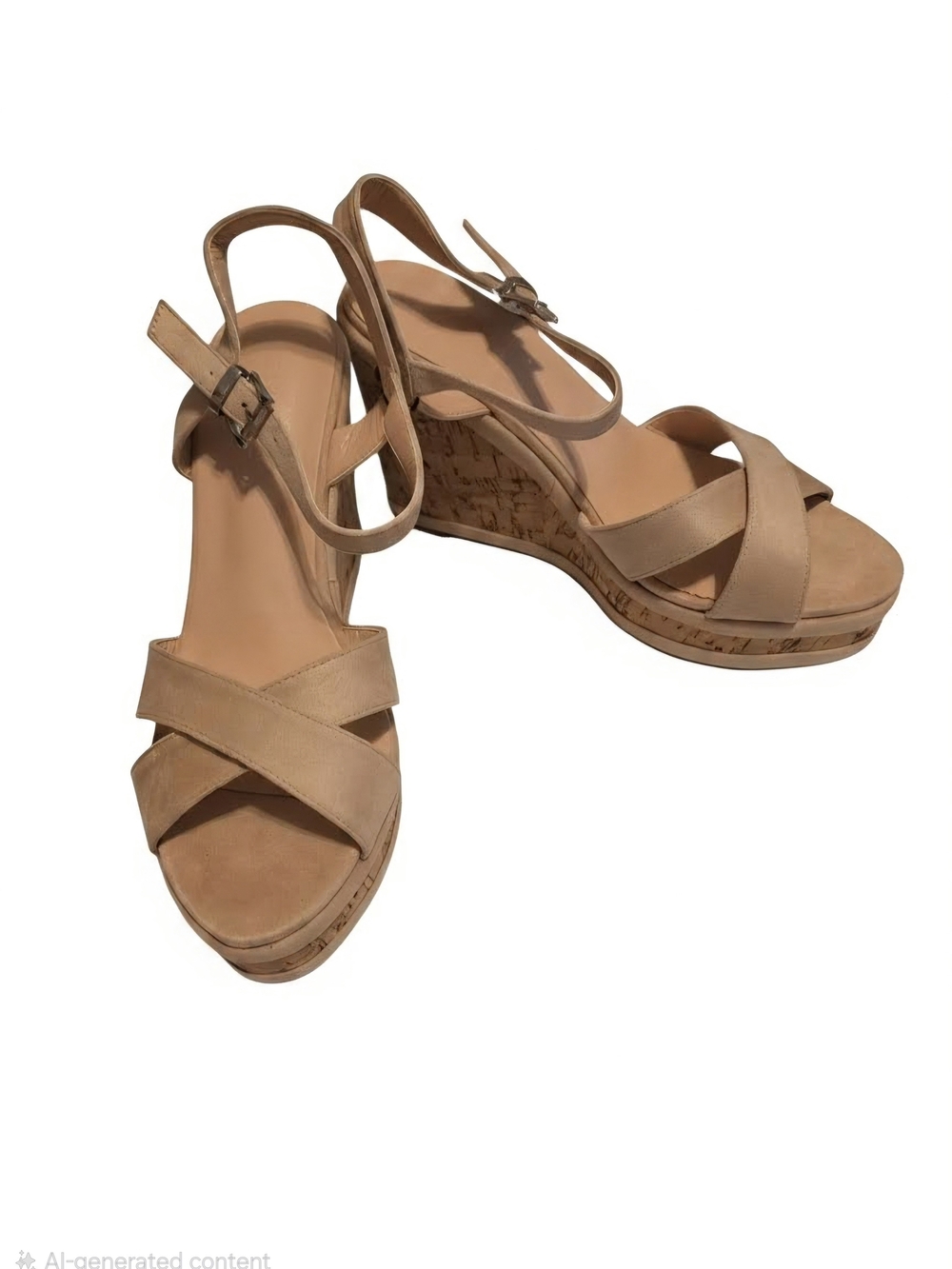 Merumote Women's Size 9 Tan Wedge Sandles With Strap Comfortable Cork Platform